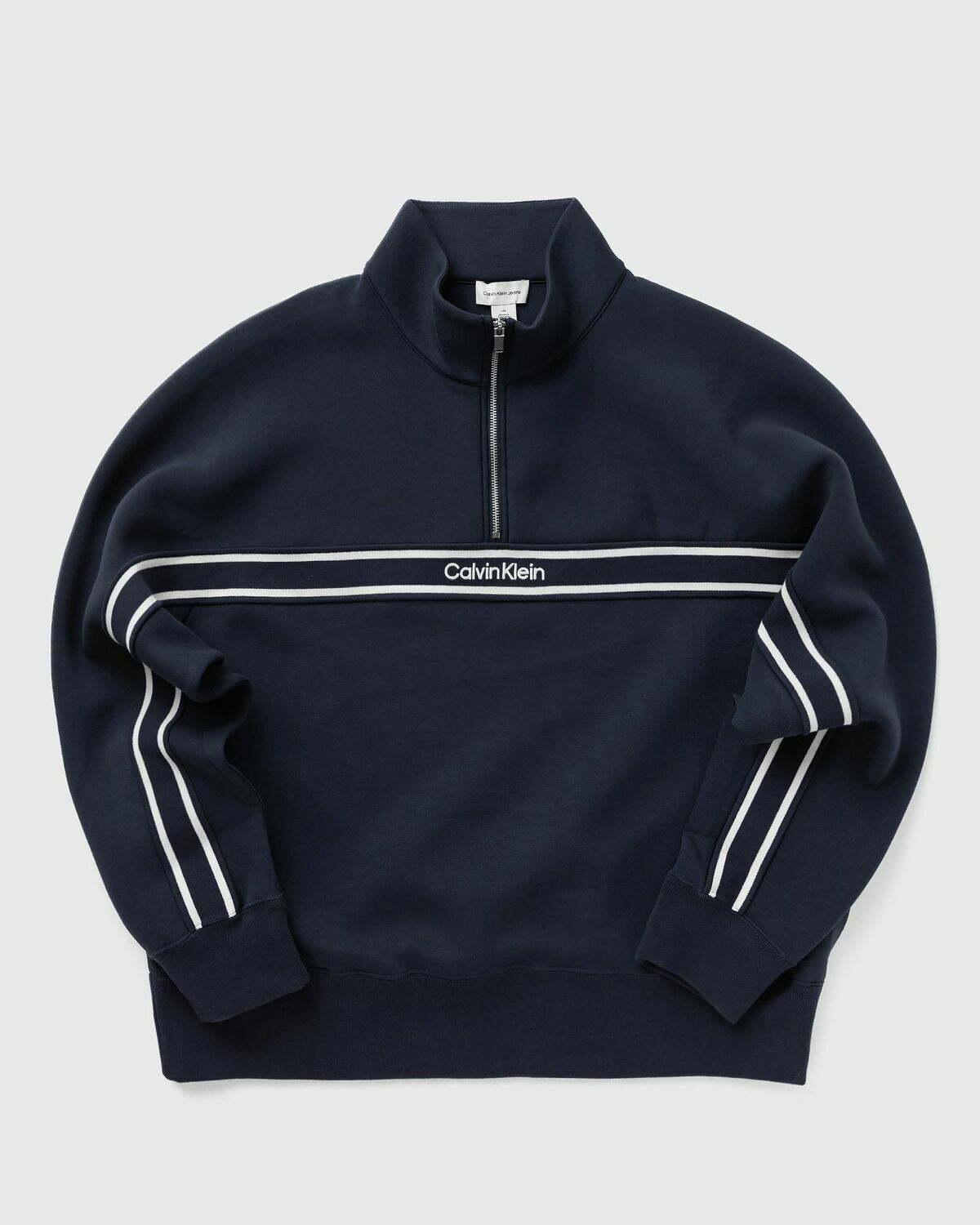Calvin Klein Jeans LS COTTON SPACER STRIPE RIB QTR Blue Mens Half-Zip