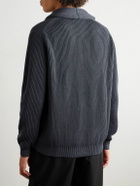 Thom Sweeney - Shawl-Collar Ribbed Wool Cardigan - Blue