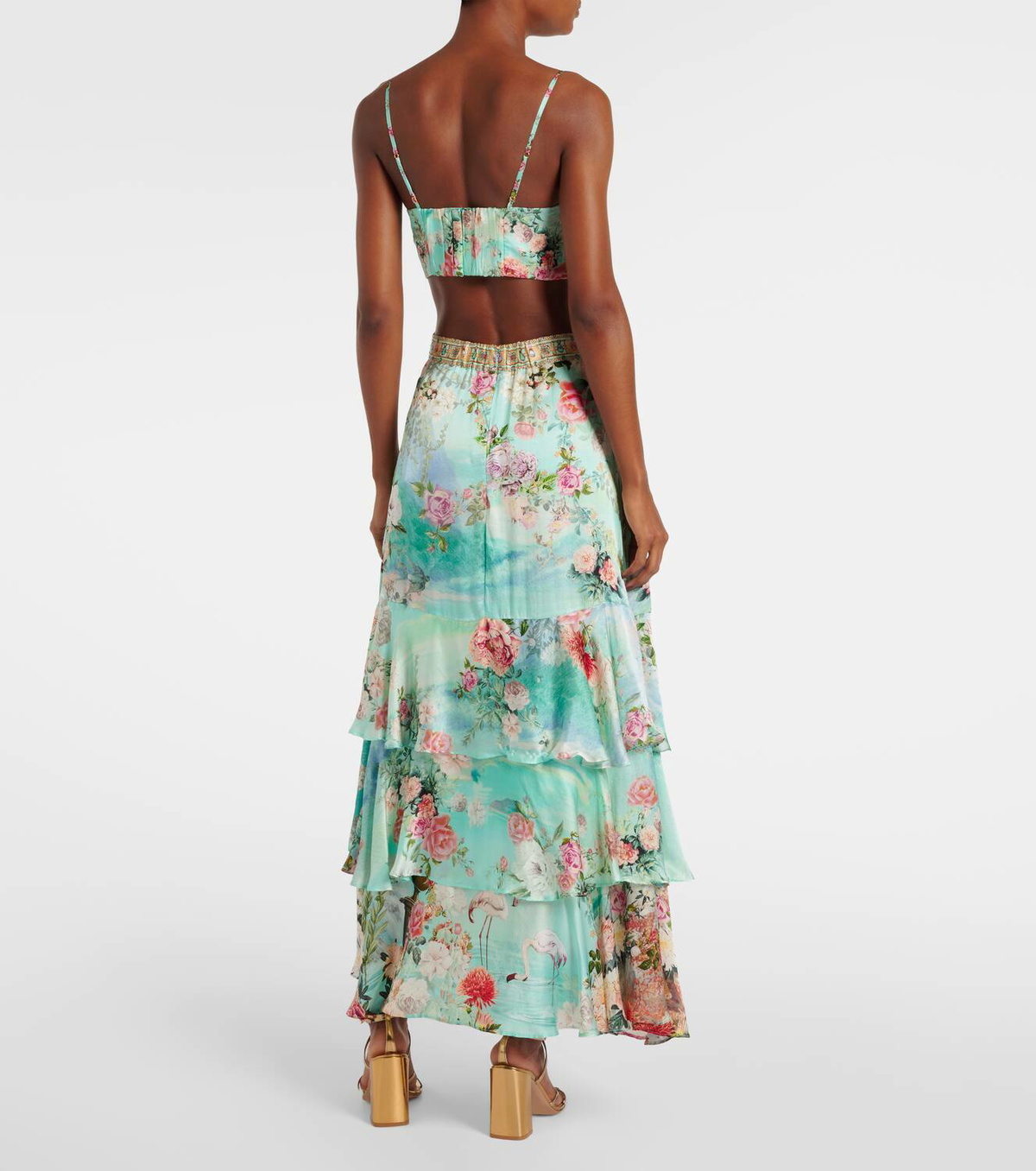 Camilla Gathered floral silk bralette