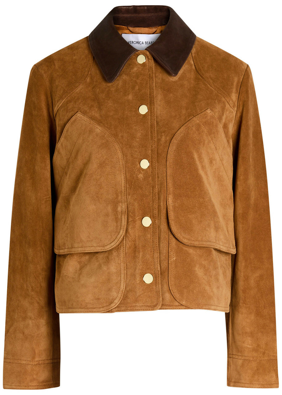 Veronica Beard Walters Panelled Suede Jacket Tan