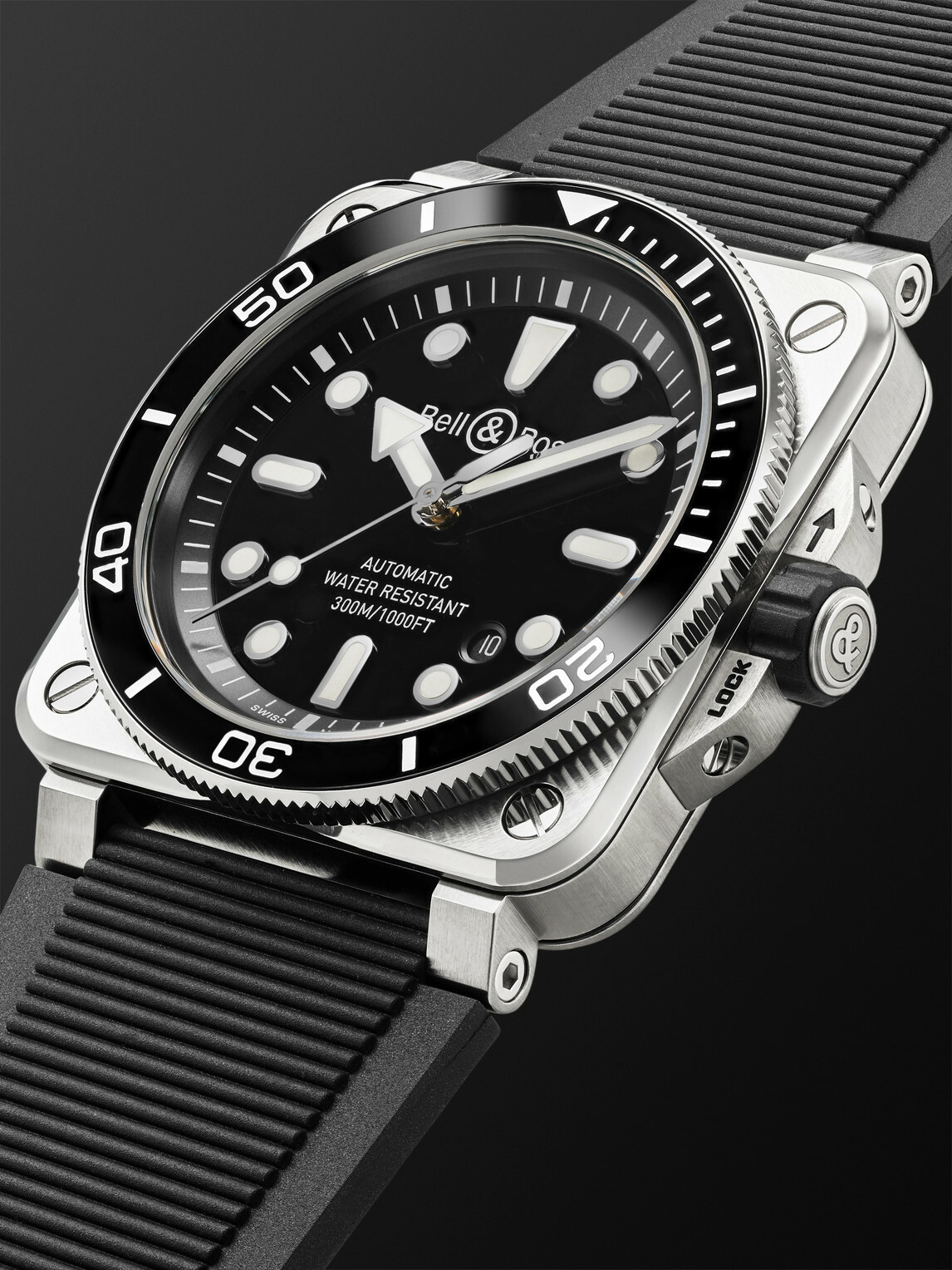 Bell & Ross - BR-03 Diver Automatic Stainless Steel Watch, Ref. BR03A-D-BL-ST/SRB