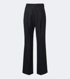 Dries Van Noten Herringbone pleated wool wide-leg pants