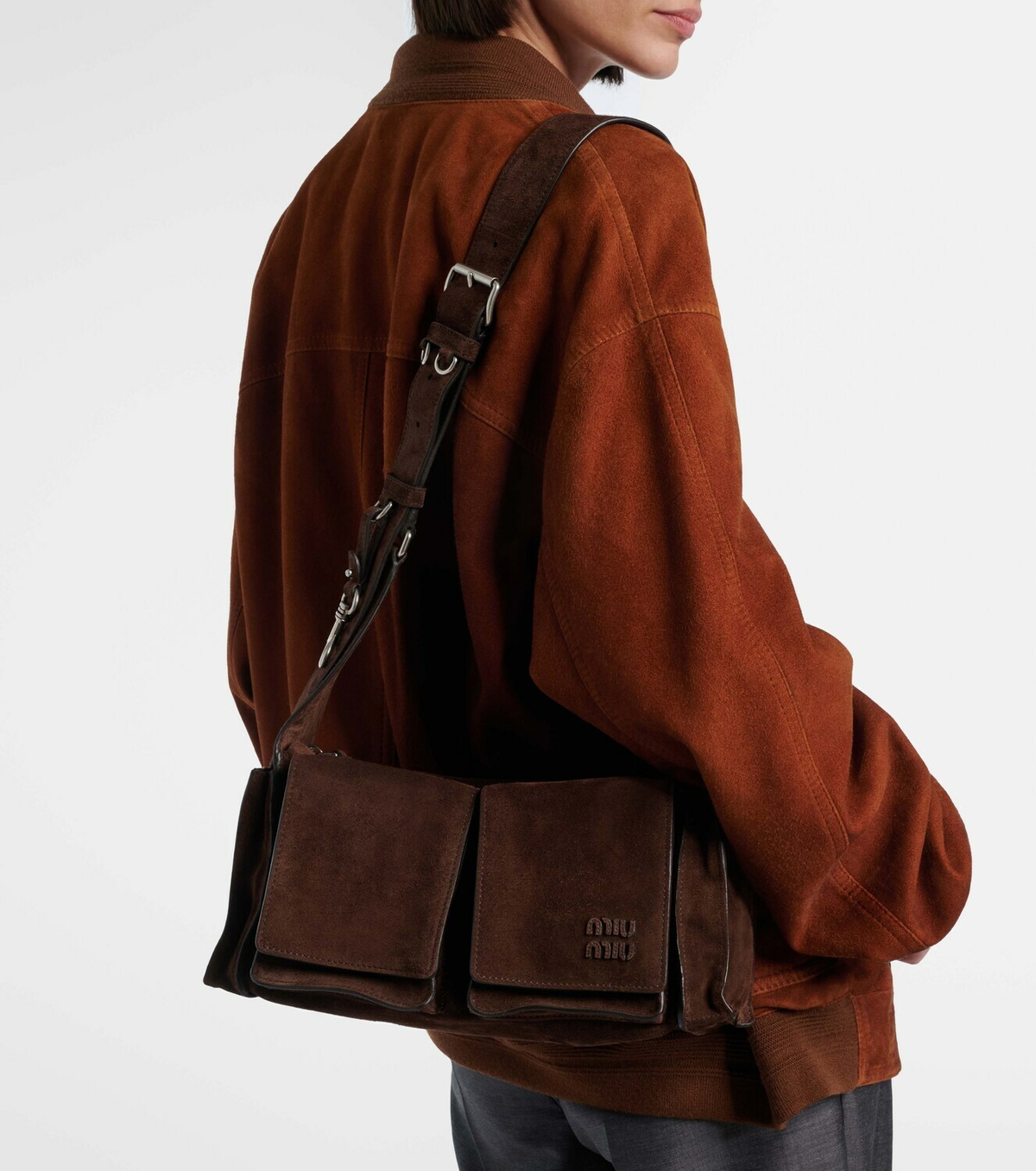 Miu Miu Utilitaire suede shoulder bag