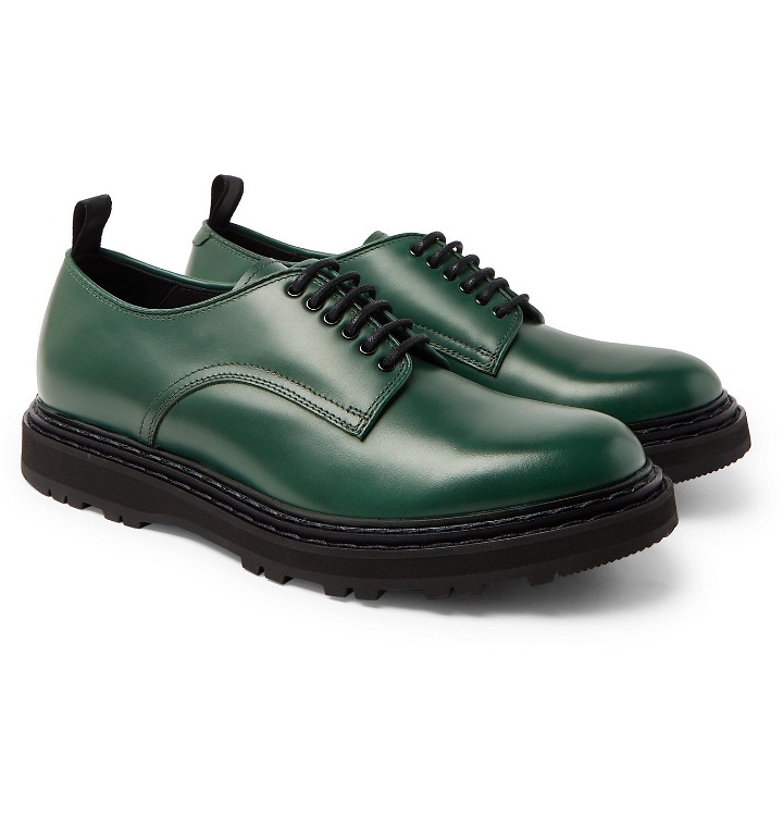Photo: Officine Creative - Lydon Leather Derby Shoes - Green
