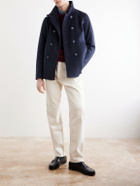 Herno - Double-Breasted Woven Coat - Blue