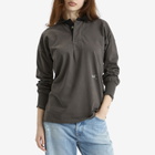 Maison Margiela Women's Long Sleeve Polo Top with Logo in Anthracite