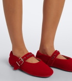 Simone Rocha Embellished velvet Mary Jane flats