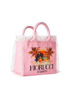 MC2 Saint Barth Colette Pink Cotton Canvas Handbag With Fiorucci Angels Print | Fiorucci Special Edition