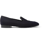 Kingsman - George Cleverley Windsor Leather-Trimmed Embroidered Cashmere Slippers - Navy