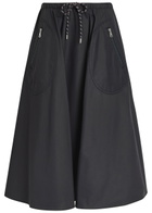 Moncler Drawstring Cotton-blend Poplin Midi Skirt Navy