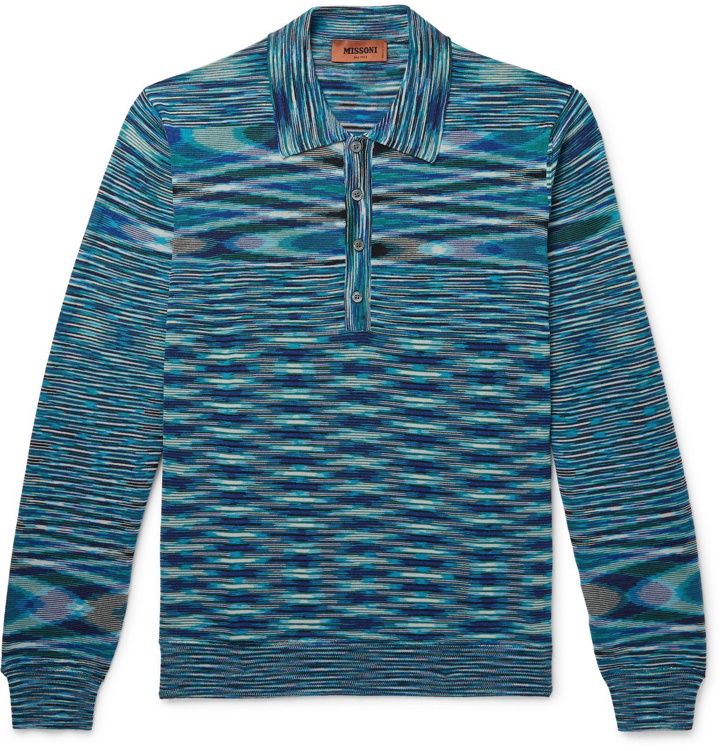 Photo: Missoni - Space-Dyed Wool-Blend Polo Shirt - Blue
