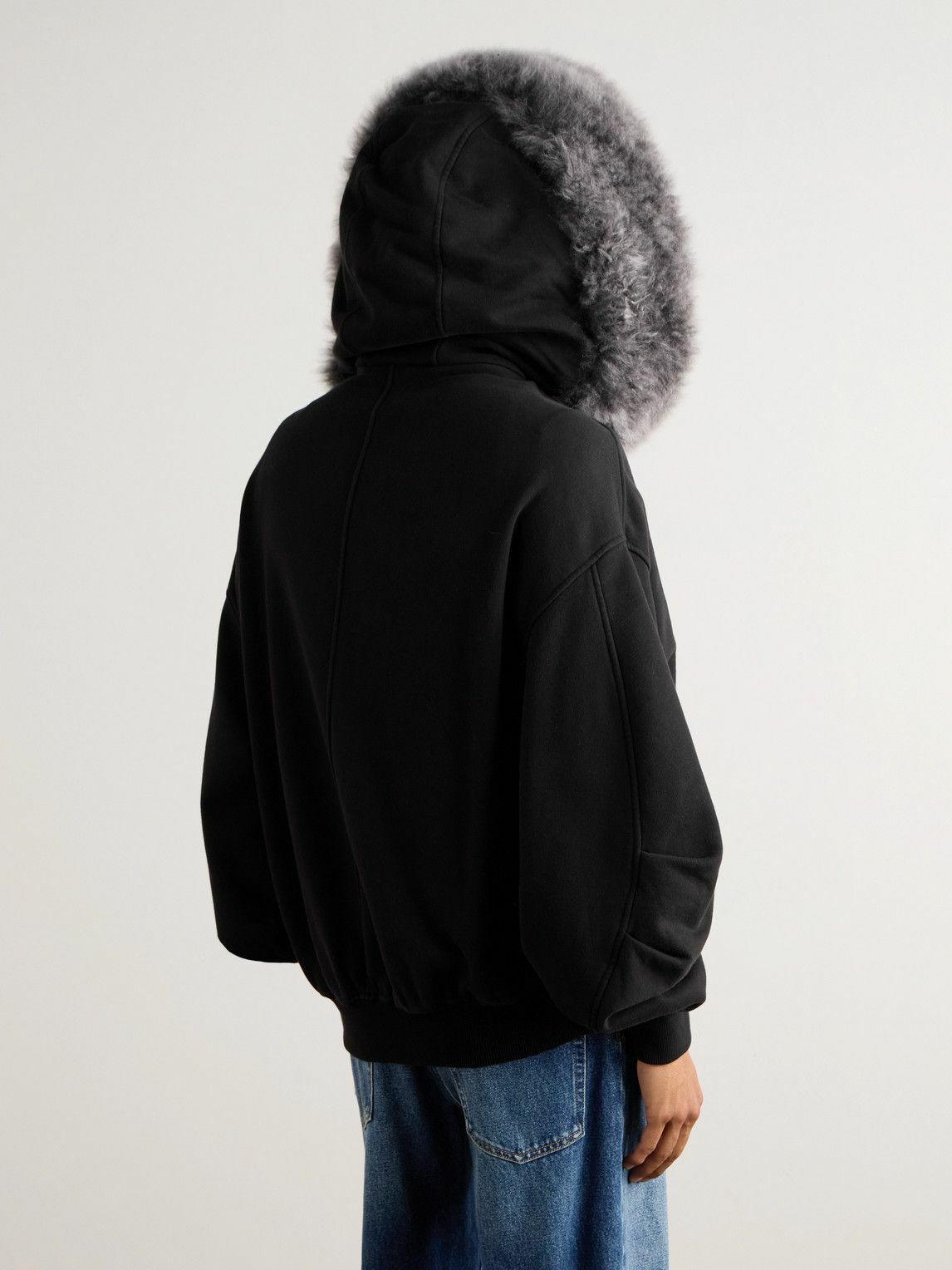 Dolce&Gabbana - Shearling-Trimmed Cotton-Jersey Hooded Jacket - Black