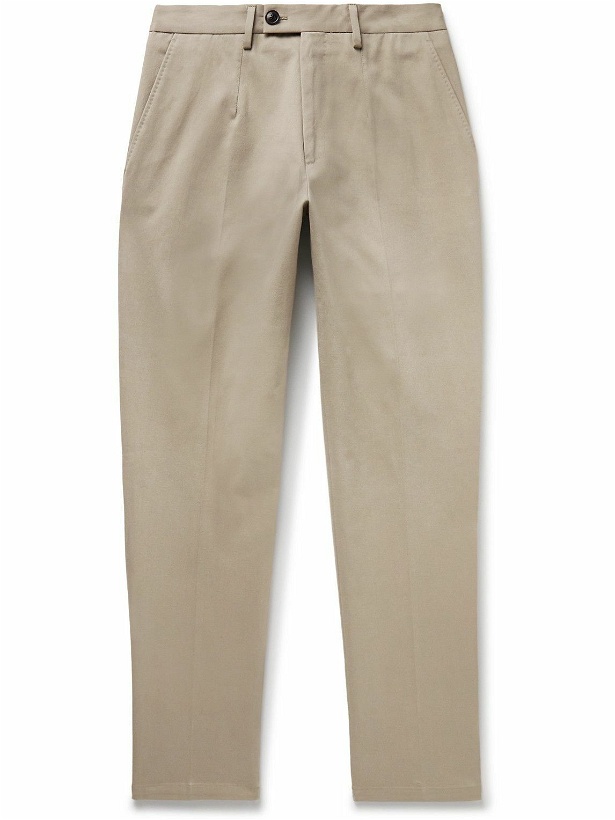 Photo: Purdey - Tapered Brushed Cotton-Blend Twill Trousers - Neutrals