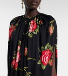 Dolce&Gabbana Floral caped silk-blend gown