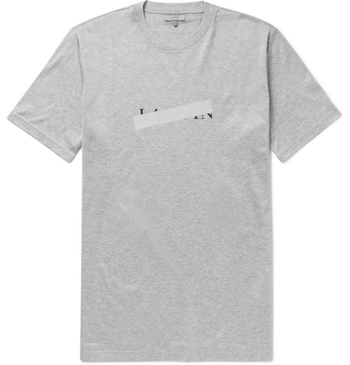 Photo: Lanvin - Slim-Fit Reflective-Trimmed Mercerised Cotton-Jersey T-Shirt - Men - Gray