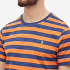 Polo Ralph Lauren Men's Broad Stripe T-Shirt in May Orange/Light Navy