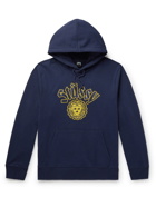 STÜSSY - Logo-Embroidered Cotton-Blend Jersey Hoodie - Blue