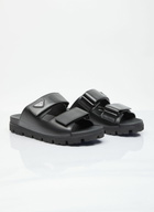 Prada Logo Plaque Leather Slides