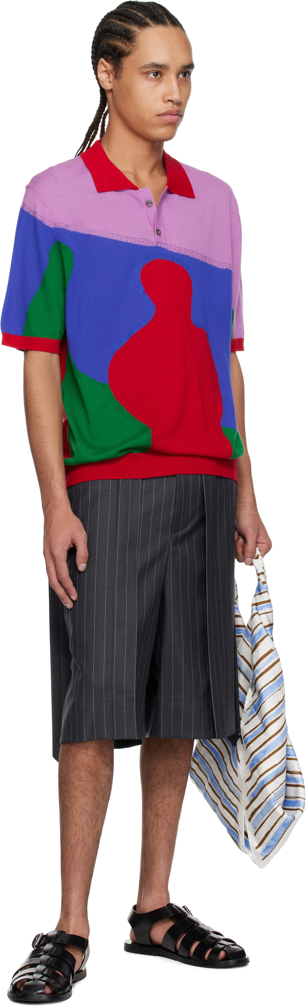 Glass Cypress Red & Multicolor Boy Knitted Polo