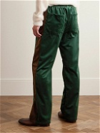 Rhude - Straight-Leg Logo-Embroidered Striped Velvet Sweatpants - Green