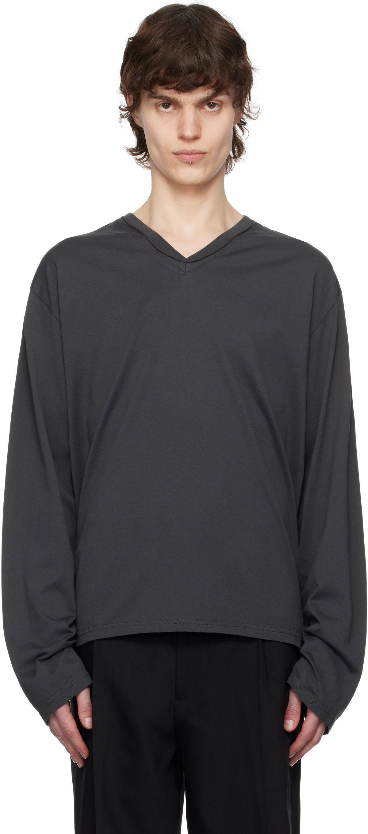 mfpen Gray Rib Long Sleeve T-Shirt mfpen
