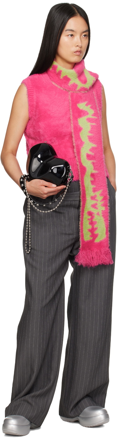 Charles Jeffrey LOVERBOY Pink Fluffy Scarf Vest