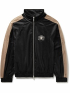 Rhude - Logo-Embroidered Striped Velour Track Jacket - Black