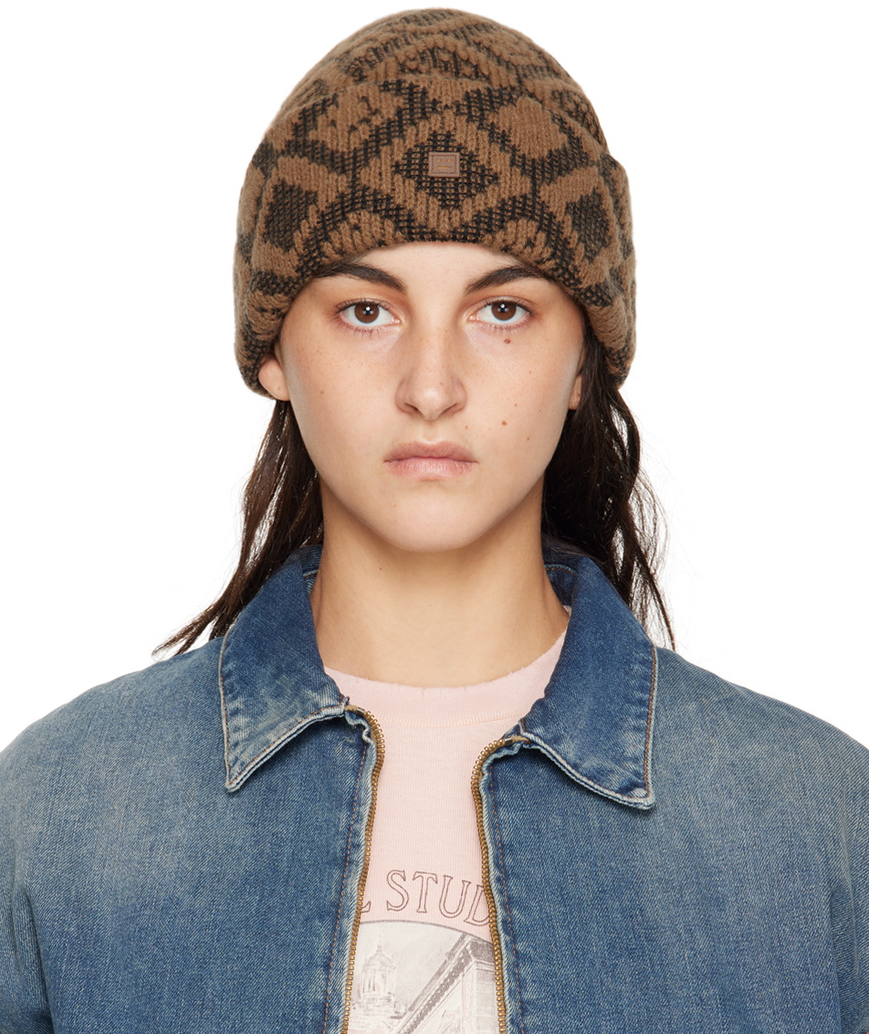 Acne Studios Brown Tiles Beanie Acne Studios display picture 3