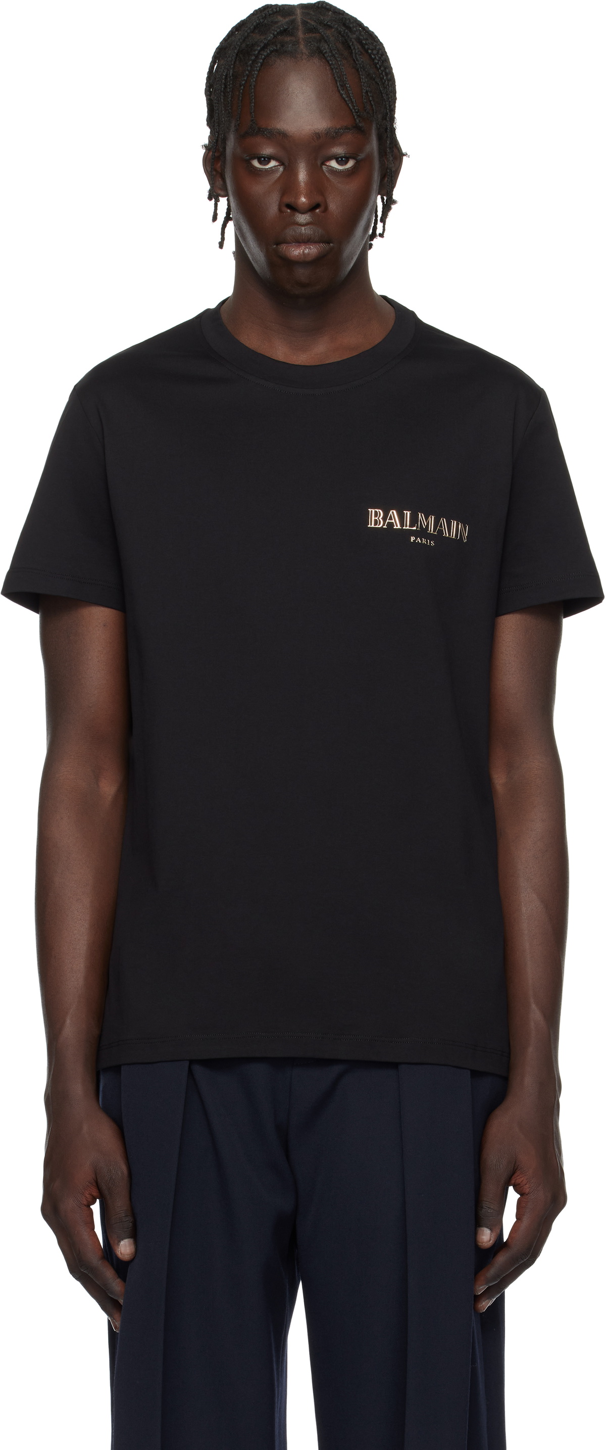 Balmain Black Vintage Gel 'Balmain' Logo T-shirt Balmain
