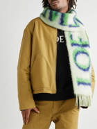 Loewe - Fringed Logo-Print Knitted Scarf