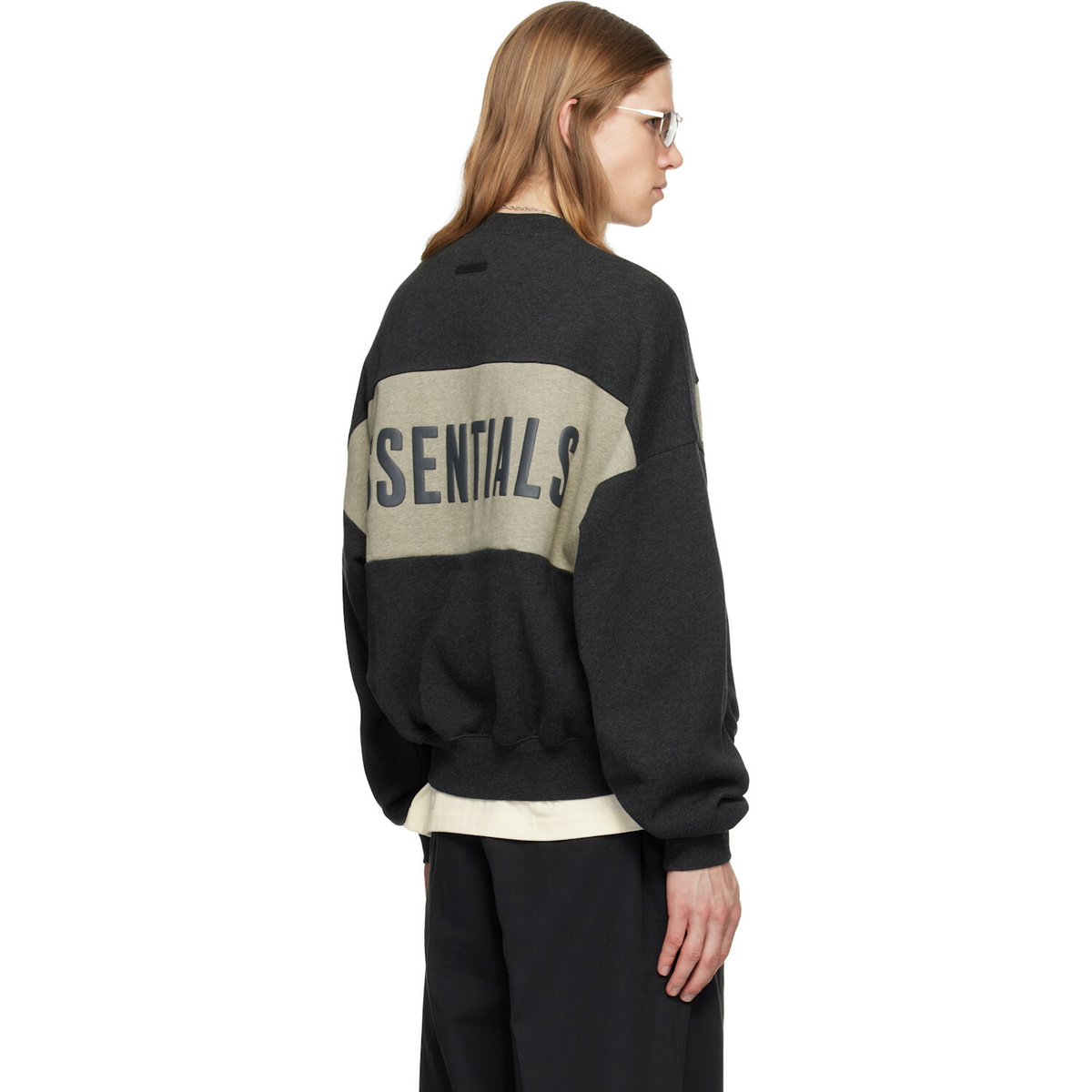 Fear of God ESSENTIALS Gray Cropped Relaxed Panelled Sweatshirt