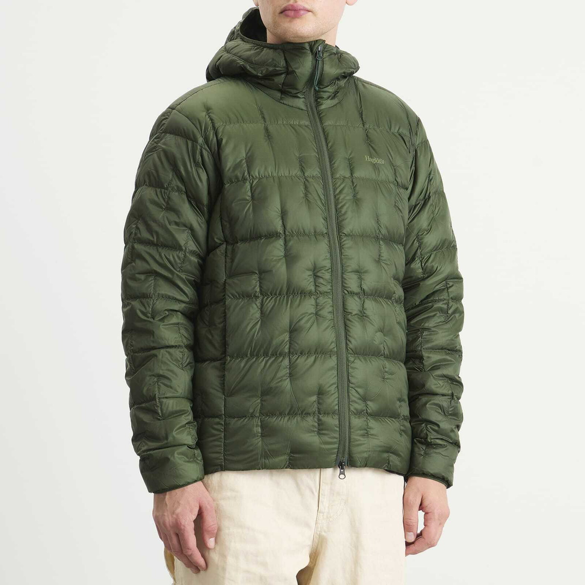 Haglöfs Men's Hede Down Hooded Jacket in Seaweed Green