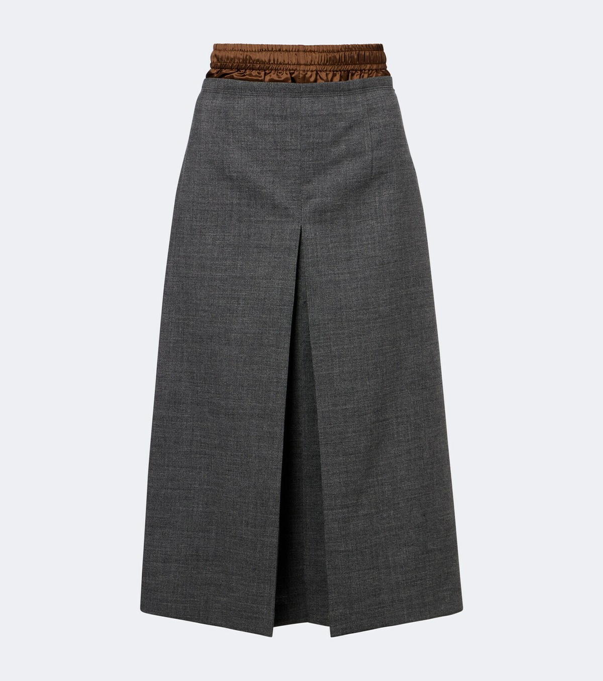 Prada Layered pleated wool midi skirt