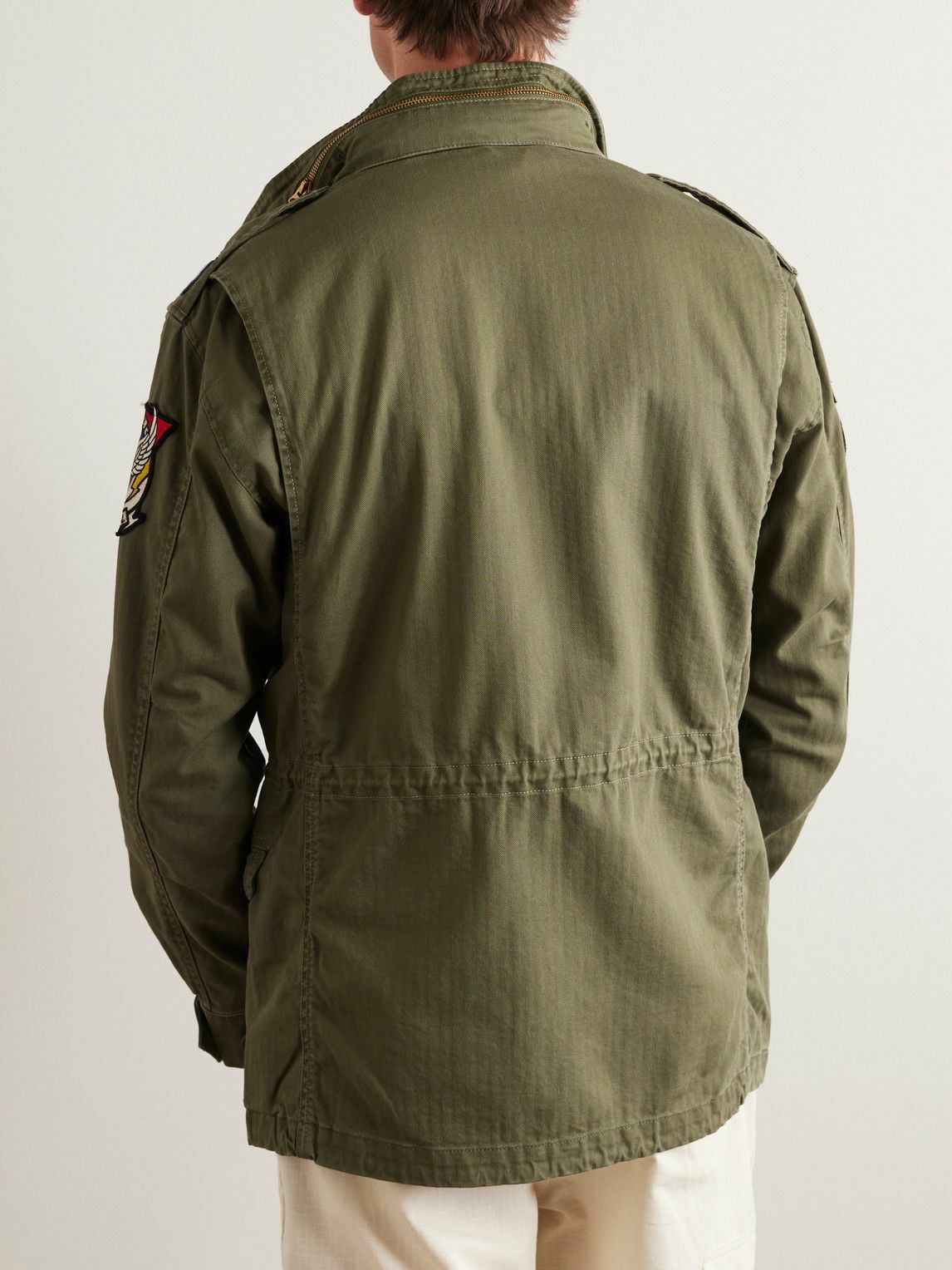 Polo Ralph Lauren - M65 Logo-Appliquéd Herringbone Cotton Field Jacket -  Green