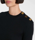 Patou Ribbed-knit peplum wool top