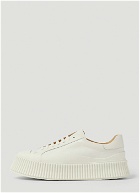 Ribbed-Sole Leather Sneakers in White