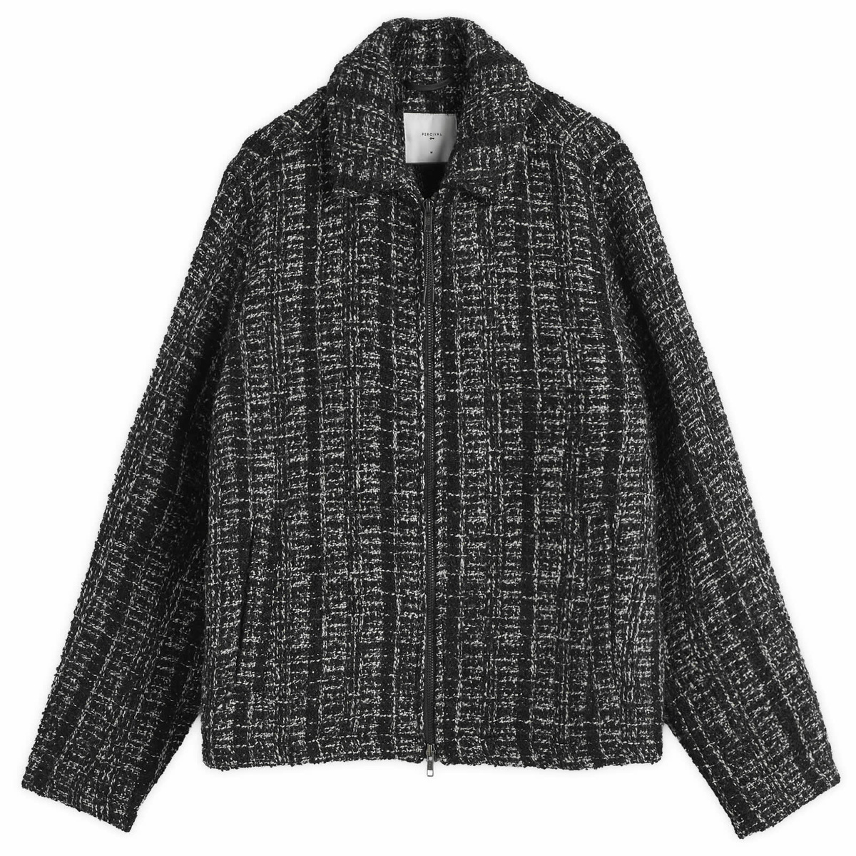 Percival Men's Ingelo Zip Wool Boxy Jacket in Black