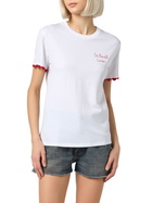 MC2 Saint Barth Woman Cotton Jersey Crewneck T-shirt Emilie With St. Barth Lover Embroidery