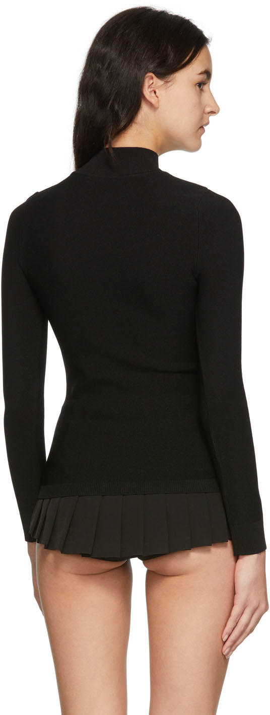 Pushbutton Black Sheer Paneled Turtleneck