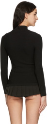 Pushbutton Black Sheer Paneled Turtleneck