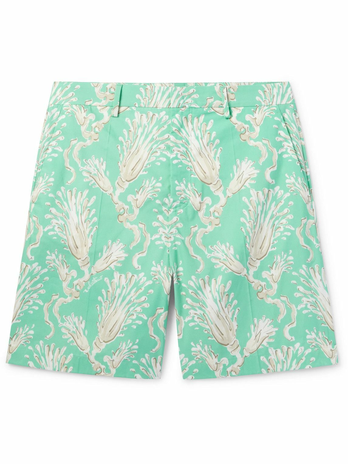 Valentino Garavani - Metamorphos Straight-Leg Printed Cotton-Poplin Shorts - Blue