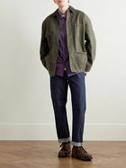 OrSlow - Cotton-Blend Corduroy-Trimmed Cotton-Canvas Chore Jacket - Green