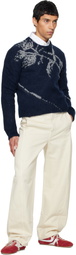 Dries Van Noten Navy Alpaca Sweater