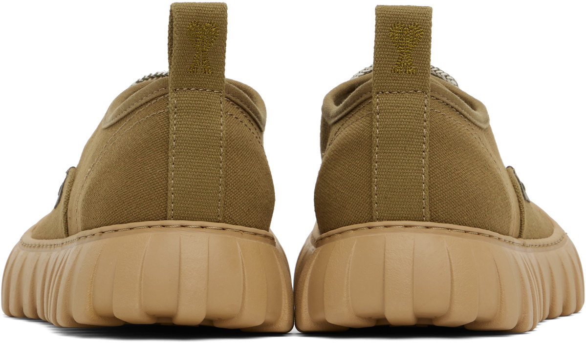 AMI Paris Khaki Cotton Low Top Tempo Canvas Sneakers