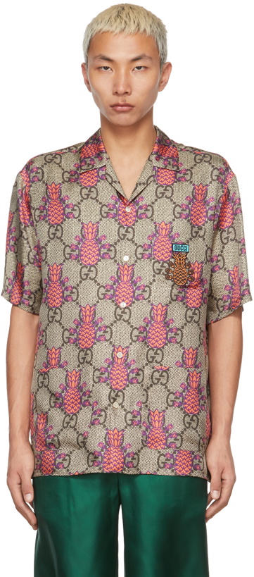Photo: Gucci Khaki Musixmatch Edition '22,705' Pineapple Bowling Shirt