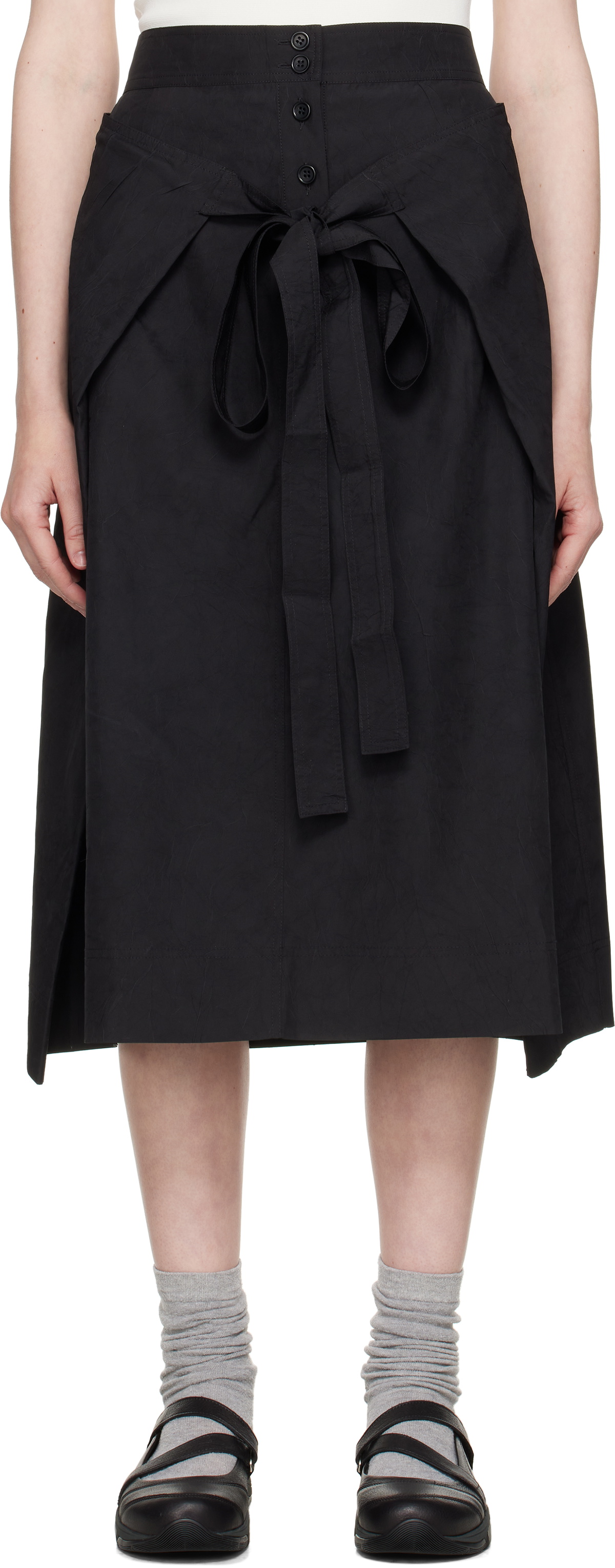 YMC Black George Midi Skirt