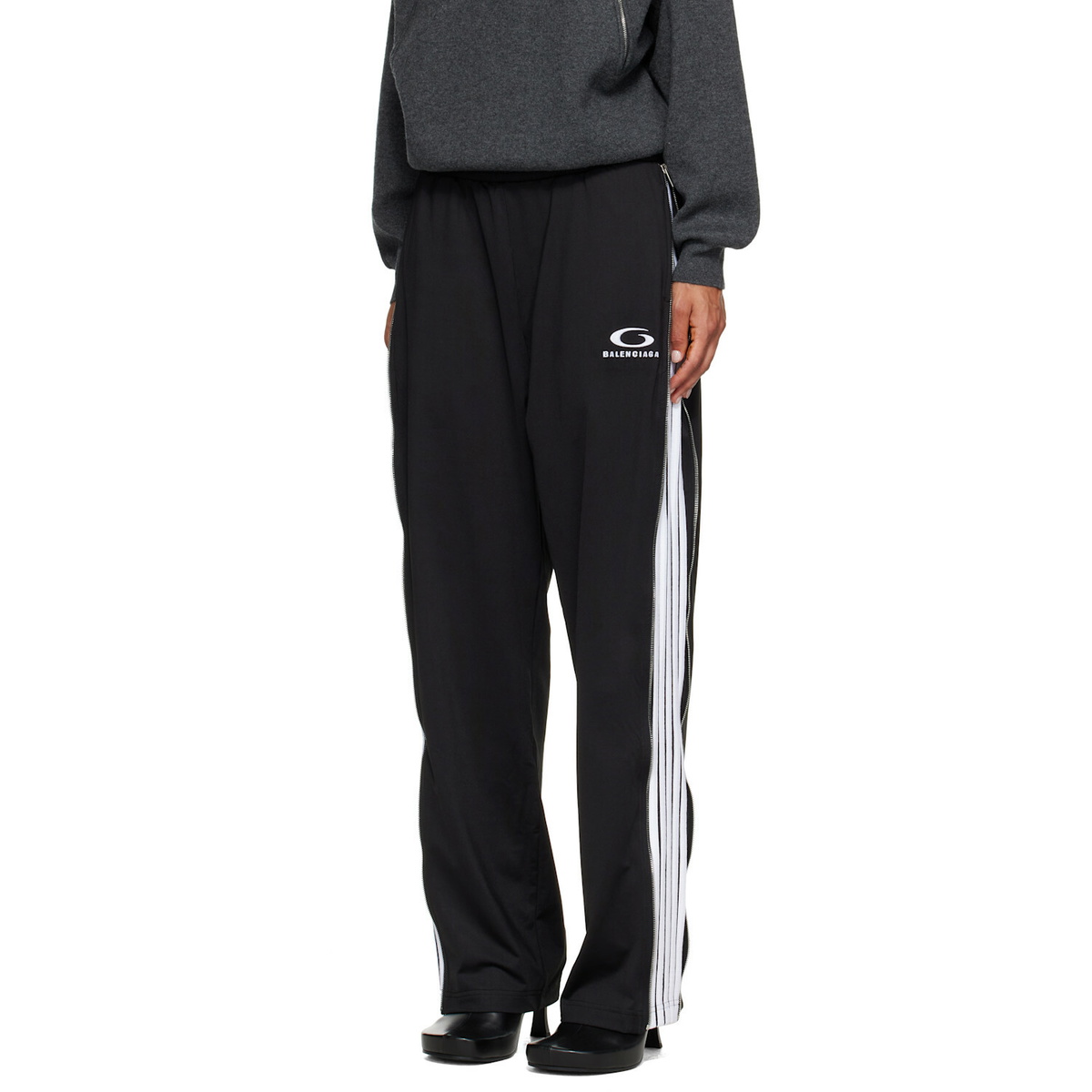 Balenciaga Black Zipped Loop Sports Icon Sporty Track Pants