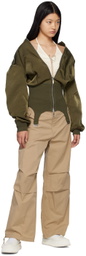 Dion Lee Khaki Convertible Rib Reversible Bomber Jacket