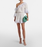 Aquazzura Calypso floral-appliqué raffia clutch