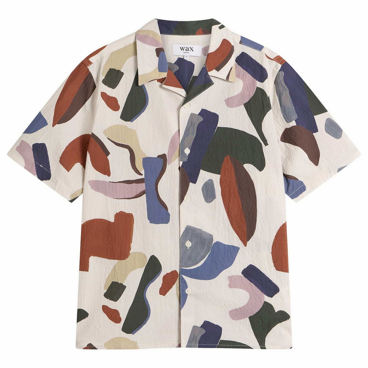 Wax London Men's Didcot Abstract Shapes Vacation Shirt in Ecru/Multi
